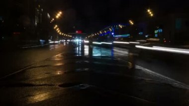 Gece şehir trafik video lapse Time