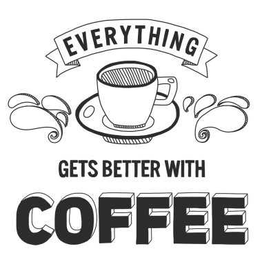 Kahve alıntı. Poster ve letterinng