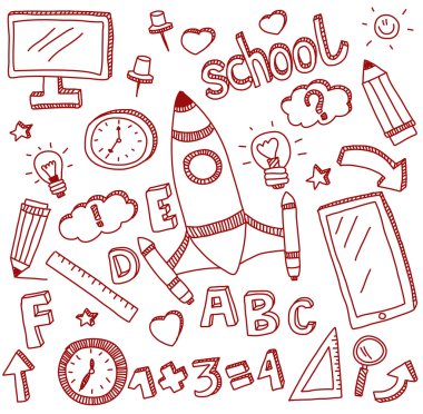 Vektör doodle eğitim simgeler kümesi