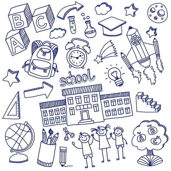 Vector doodle conjunto de iconos de la educación — Vector de stock