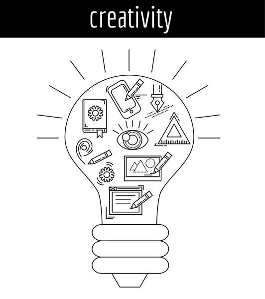 Vektor-Set von Icons über kreativen Prozess — Stockvektor