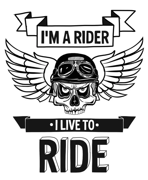 Vector biker quote with motivation phrase — Stock Vector