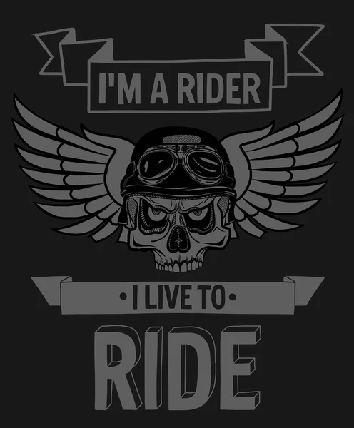 Citation de motard vectoriel avec phrase de motivation — Image vectorielle