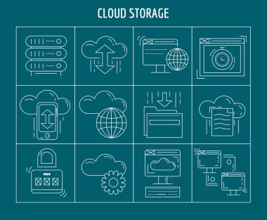 Bulut depolama Vektör Lineer simgeler kümesi