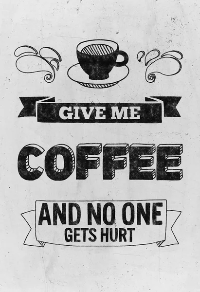 关于咖啡的报价手绘制的海报 — 图库照片