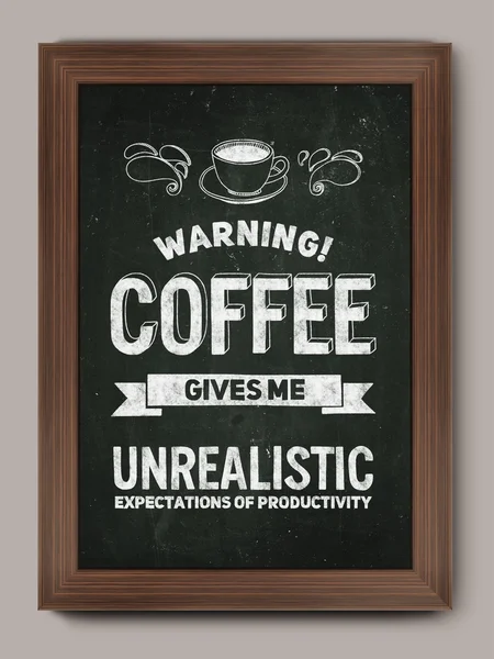 Elle çizilmiş poster kahve hakkında alıntı ile — Stok fotoğraf