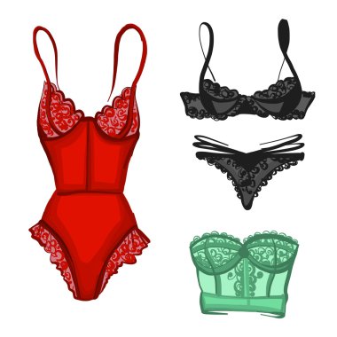 Kadın için iç çamaşırı vektör ayarla