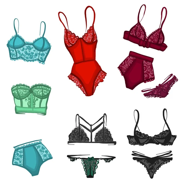 Ensemble vectoriel de sous-vêtements pour femme — Image vectorielle