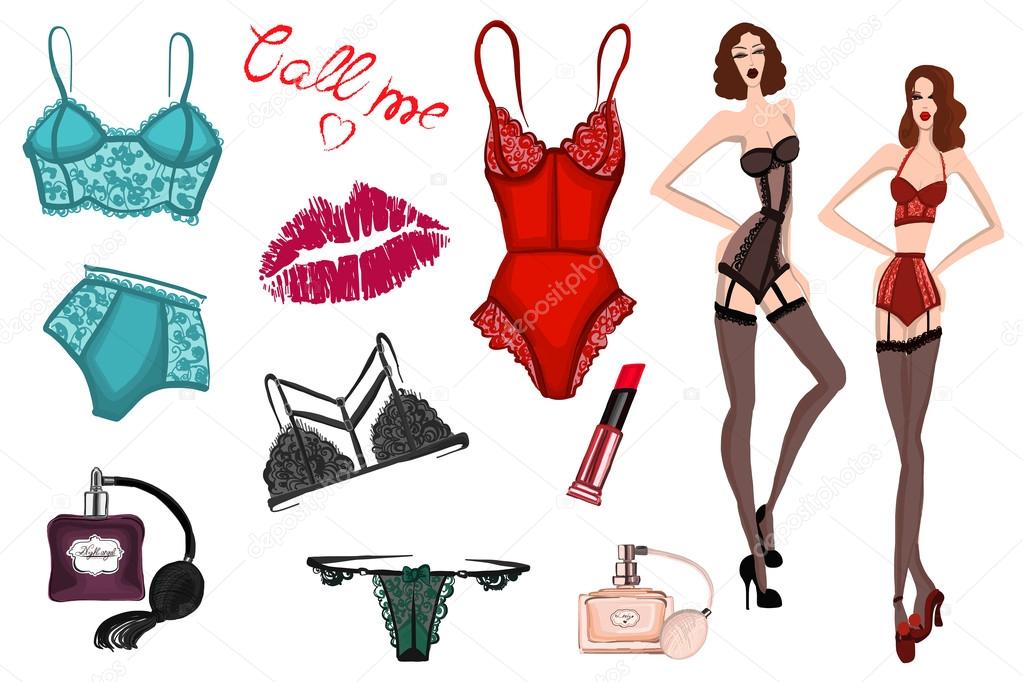 Women in different types of lingerie - Stock Illustration [55169661] - PIXTA