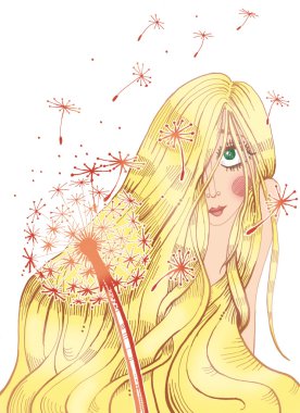 uzun saçlı yüzünü kaplayan sarışın kız