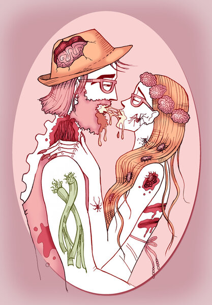 Влюбленная пара зомби-хипстеров
