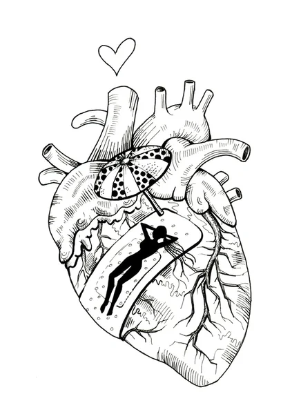 Ουλή. ανθρώπινη καρδιά με επίδεσμο — Φωτογραφία Αρχείου