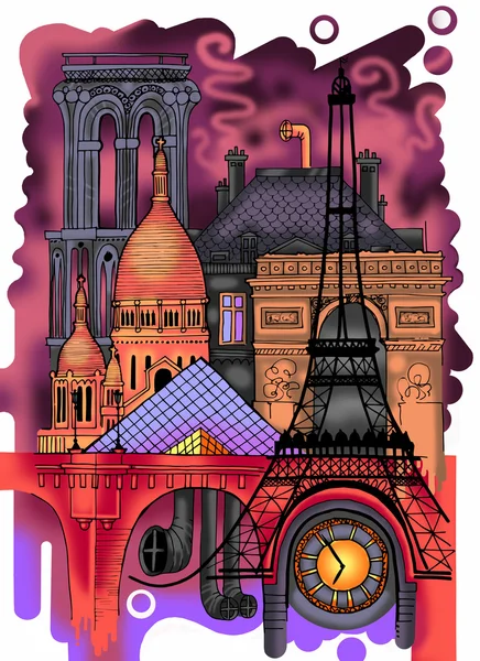 Resumo da ilustração de Paris — Fotografia de Stock