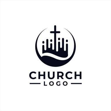 Modern çember fikri olan topluluk için kilise logosu tasarım vektörü