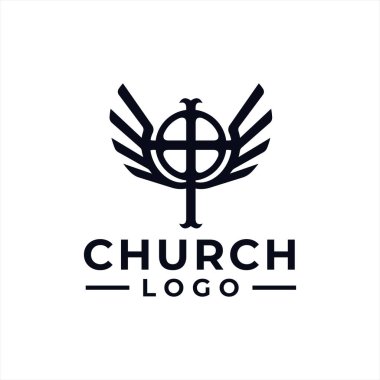 Heraldik konsept fikri olan topluluk için kilise logosu tasarım vektörü