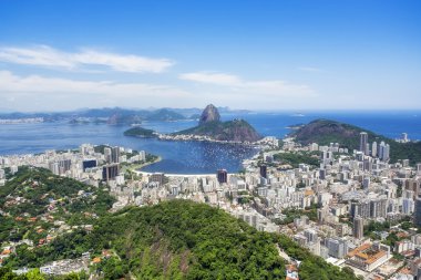 Sugarloaf dağ ve Rio de Janeiro cityscape, Brezilya