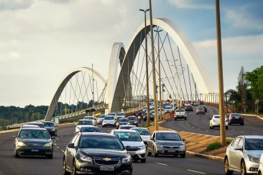 Brasilia, Brezilya nın başkenti Jk köprüde trafik