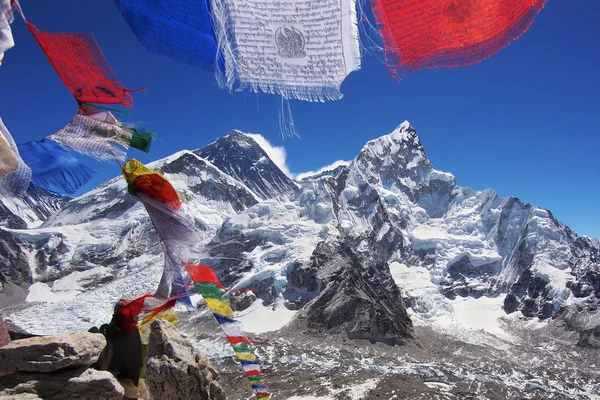 Monte Everest e Nuptse no Nepal Himalaia — Fotografia de Stock