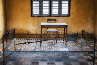 İşkence odası Tuol Sleng Soykırım Müzesi, Phnom Penh, Kamboçya