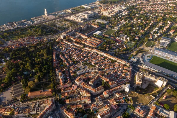 Vista Aérea Histórico Bairro Belém Nascer Sol Lisboa Portugal Fotografias De Stock Royalty-Free