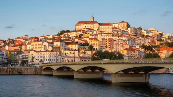 Panoramisch Uitzicht Het Stadsgezicht Van Coimbra Rivier Mondego Portugal Stockfoto