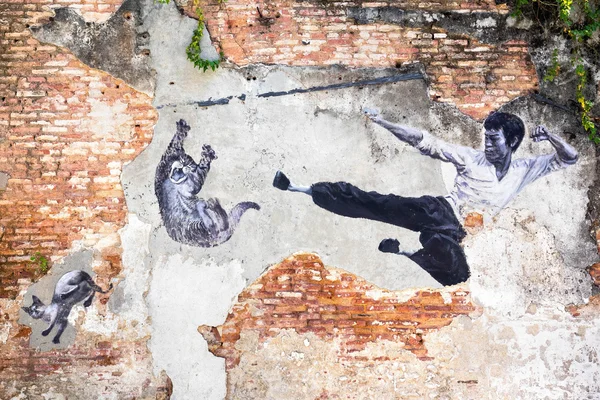 Beroemde Street Art muurschildering in Georgetown, Penang, Maleisië — Stockfoto