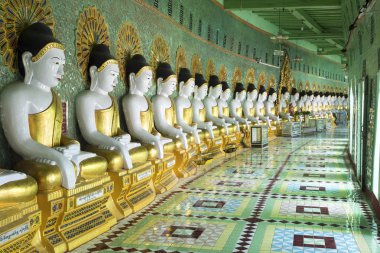 Buddha Statues at U Min Thonze Pagoda in Sagaing, Mandalay, Myan clipart