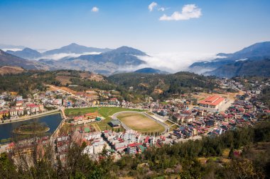 Aerial View of Sapa Town, Lao Cai Province, Vietnam clipart