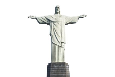 İsa'nın kurtarıcı heykelin üzerine beyaz arka plan, Rio de Janeiro, Brezilya