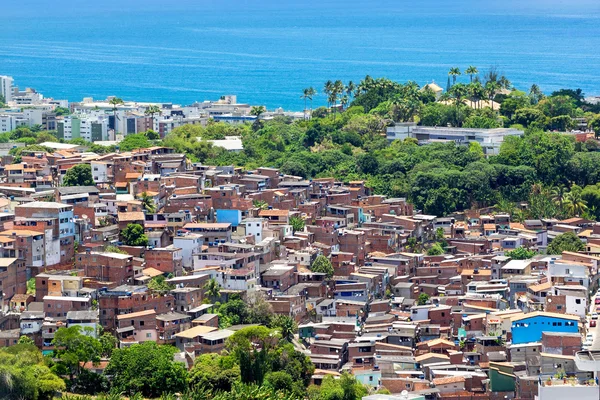 Вид с воздуха на фавелу (трущобы) в Сальвадоре, Баия, Бразилия — стоковое фото