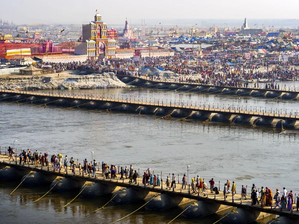 Havadan görünümü Kumbh Mela Festival Allahabad, Hindistan — Stok fotoğraf