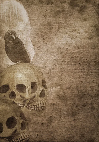 Kafatasları ile korkunç Cadılar Bayramı arka plan — Stok fotoğraf
