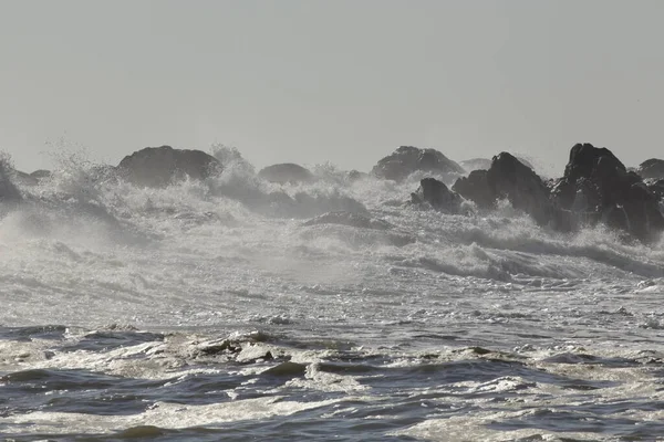 Overstroomde Kliffen Door Enorme Golven Noord Portugese Kust — Stockfoto