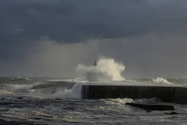 Ave River Mouth Vila Conde North Portugal Storm End Day — Stock Photo, Image