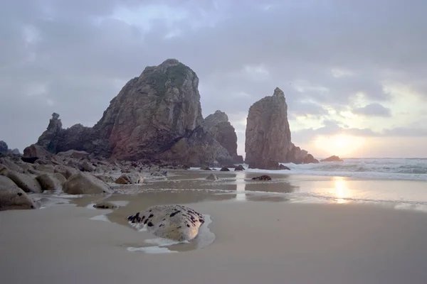 Praia Ursa Lisszabon Közelében Portugáliában Naplementekor Analog Film — Stock Fotó