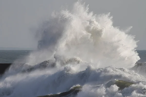 Grote Stormachtige Golf Plons Noord Portugese Kust — Stockfoto