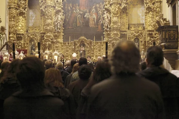 Braga Portugal Abril 2010 Celebração Religiosa Nocturna Final Famosa Procissão — Fotografia de Stock