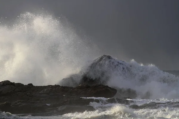 Big Stormy Sea Waves Breaking Cliffs — Stock Photo, Image