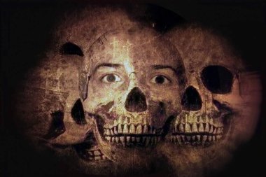Ölüm, yaşam ve korku hakkındaki Grunge fotoğrafı.