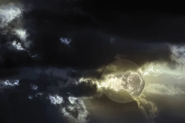 Photo Composition Full Moon Cloudy Stormy Night Stock Image