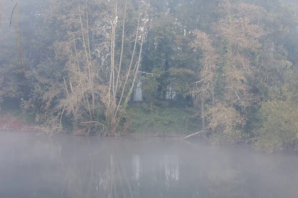 Foggy River Dawn Ave River North Portugal — Stock Photo, Image