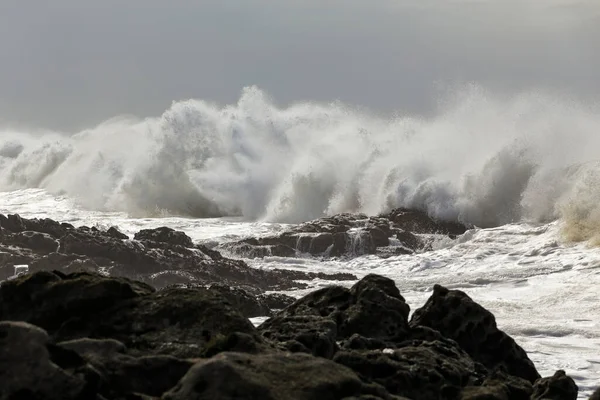 Big Breaking Wave Northern Portuguese Rocky Coast — Stock Photo, Image
