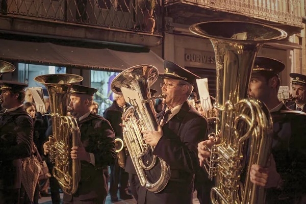 Braga Portugal April 2010 Brassband Speelt Tijdens Religieuze Processie Van — Stockfoto