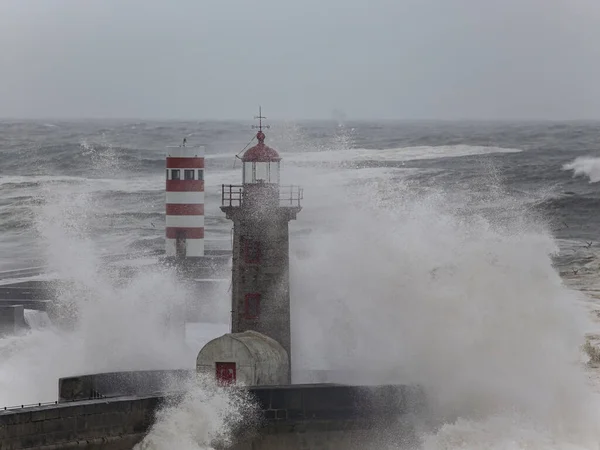 Boca Rio Douro Durante Tempestade Porto Portugal — Fotografia de Stock