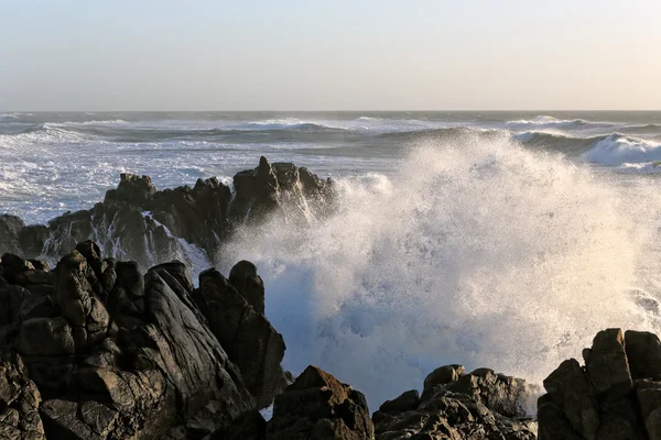 Sea storm vid solnedgången — Stockfoto