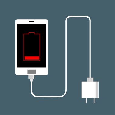 Phone is low charger, vector illustration clipart