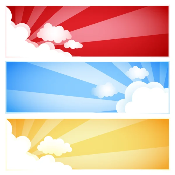 Sunray Sunburst Cloud Set, Vector illustration — Stock Vector