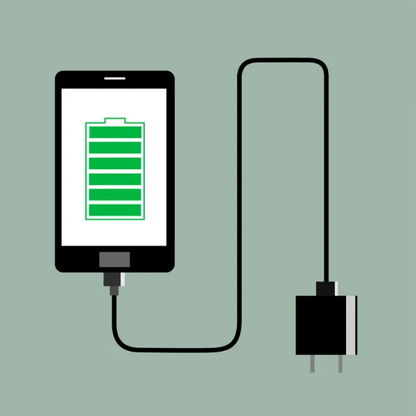 Phone charger full battery , vector illustration — Stock Vector