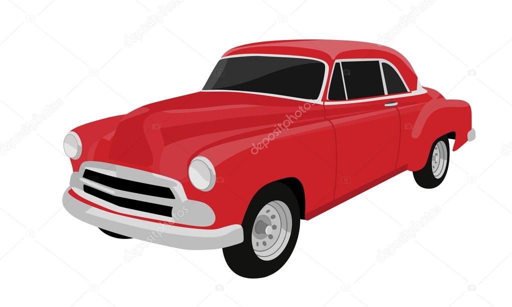 Vector red old car