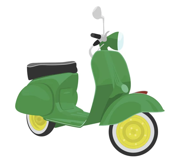 Scooter vert avec roues jaunes — Image vectorielle